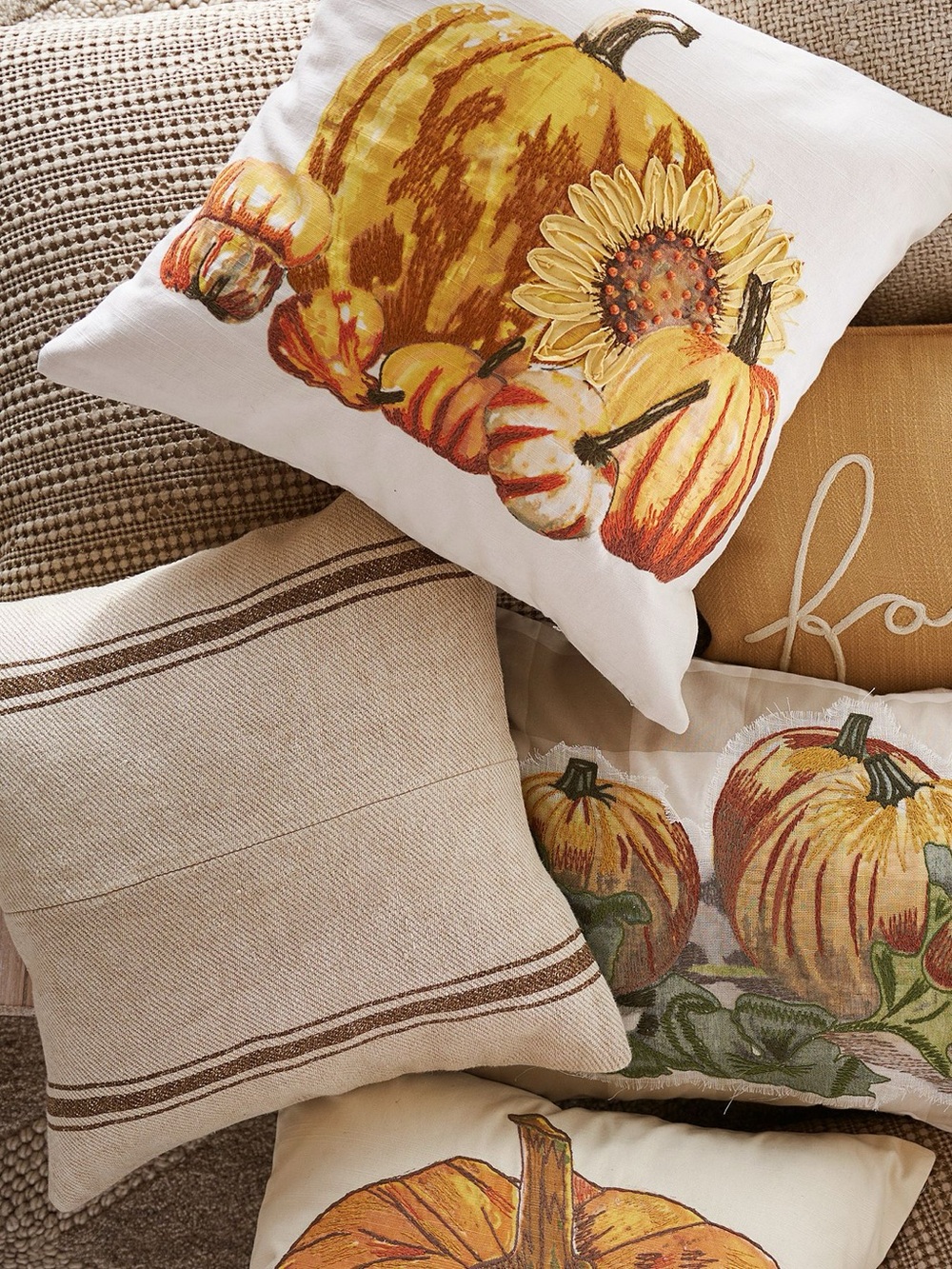 Rare New Pottery Barn Pieces Grainsack Linen Striped Pillow Cover, Tan, 18”